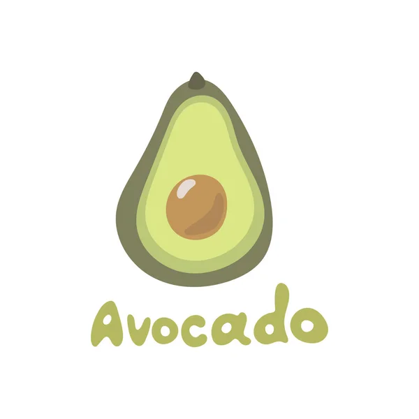 Avocado Handgezeichnetes Doodle Cartoon Symbol Mit Text Vektorillustration — Stockvektor