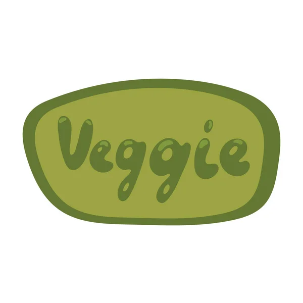 Texto Vegetariano Uma Bolha Discurso Oval Cores Verdes Vector Veggie — Vetor de Stock
