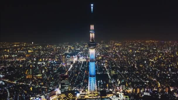 Uhd Hyperlapse Zeitraffer Luftaufnahme Des Tokyo Skytree Und Der Japanischen — Stockvideo