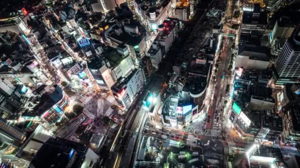 Токіо Японія 2019 Пропуск Часу Автомобільного Транспорту Переїзді Shibuya Scramble — стокове відео