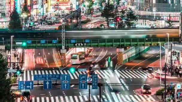 Tokio Japonia Listopada 2019 Upływ Czasu Ruchu Samochodowego Kolejowego Dzielnicy — Wideo stockowe