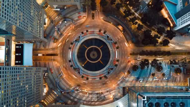 Time Lapse Car Traffic Transport Roundabout Fountain Wealth Singapore City — Vídeos de Stock