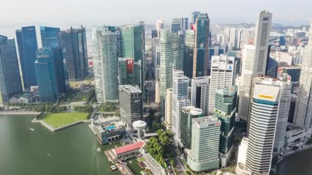 Stadsgezicht Luchtfoto Van Singapore Stad Centrum Financieel District Met Auto — Stockvideo