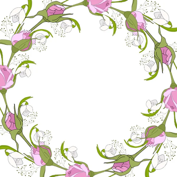 Guirlande Rose Vecteur Chute Neige Célébrer Les Vacances Illustration Vectorielle — Image vectorielle