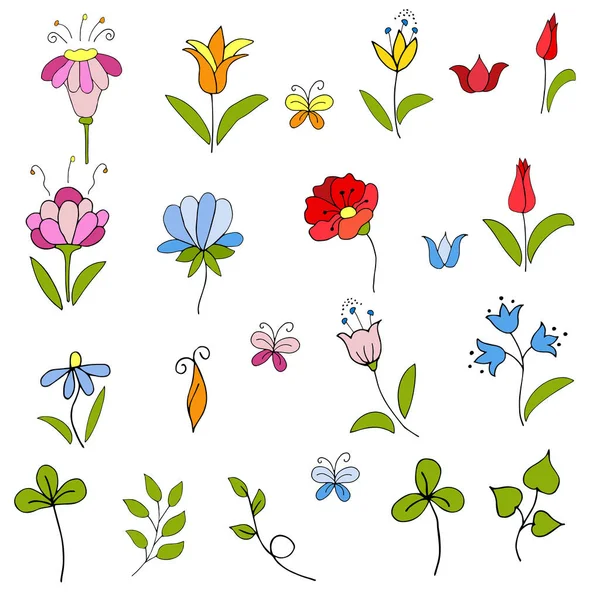 Doodle Contururi Botanice Pentru Crearea Design Buchet Desen Manual Vectorial — Vector de stoc