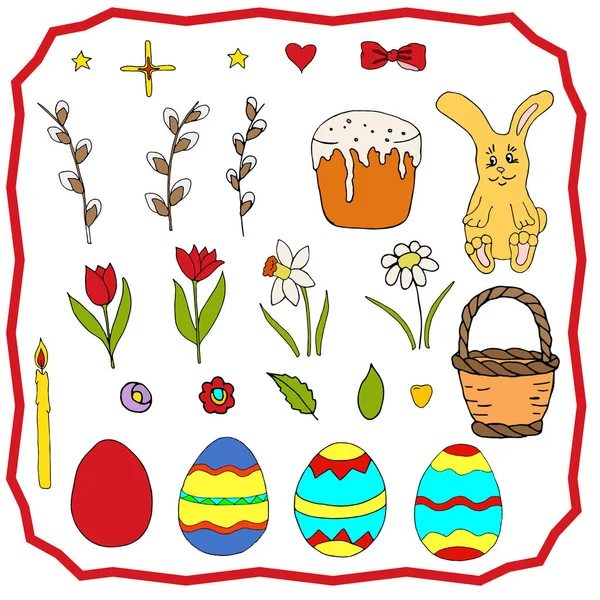 Dessin Vectoriel Main Pâques Célébrer Les Vacances Joyeux Pâques Célébrer — Image vectorielle