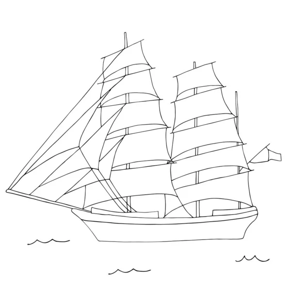 Big Sailing Ship Coloring Gray Background Can Easily Removed Black — Stock Vector