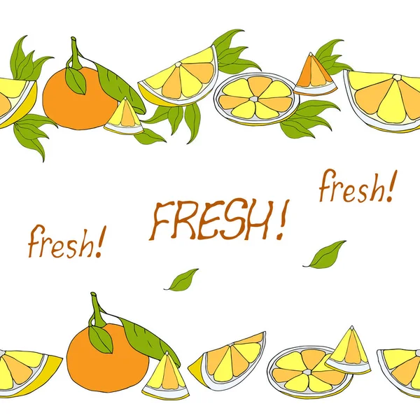 Zökkenőmentes Kefék Mandarin Narancs Kreativitás Vektor Kézi Húzása Illusztráció Eps — Stock Vector