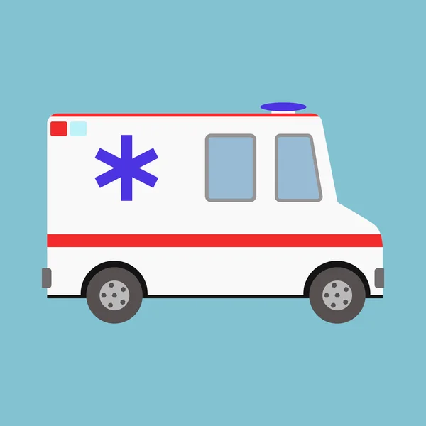 Vector ilustración ambulancia coche sobre fondo azul — Vector de stock