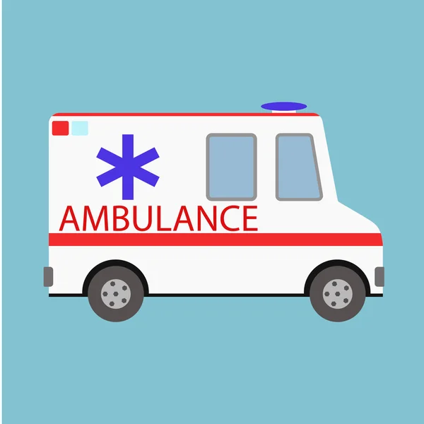 Vektor illustration ambulans bil på blå bakgrund — Stock vektor