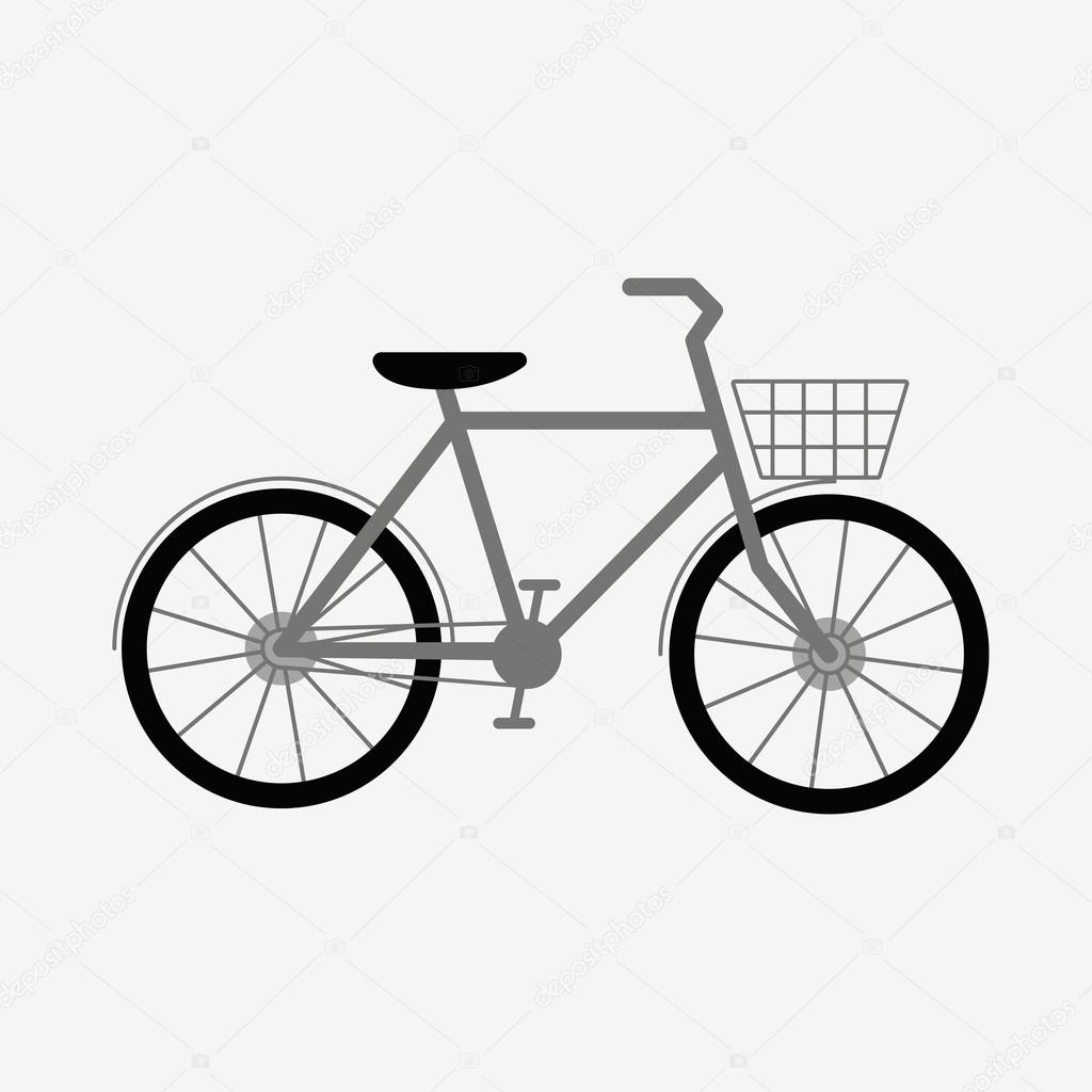 Bike with basket icon vector illustration. Isolated on white background. Flat design