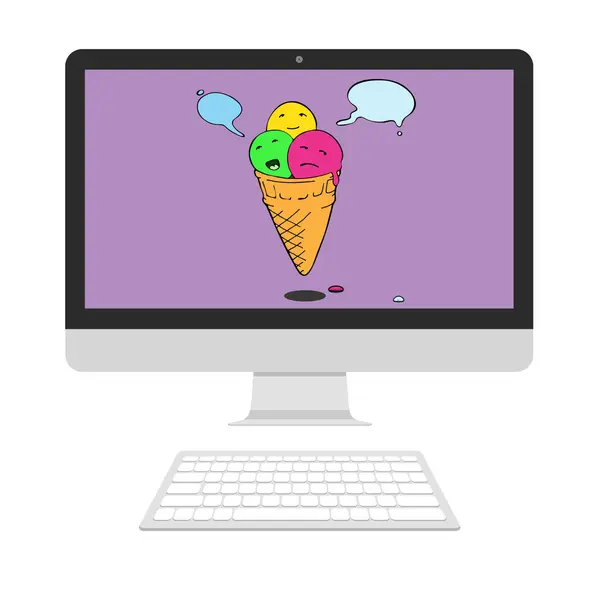 Icecream op scherm — Stockvector