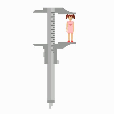 Düz bir tarzda kumpas. MESUREMENT. Yapı ve inşaat. Vektör çizim.