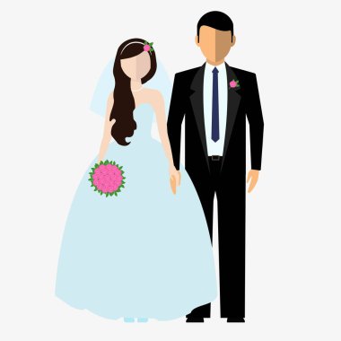 Mutlu yeni evliler. Vektör çizim.