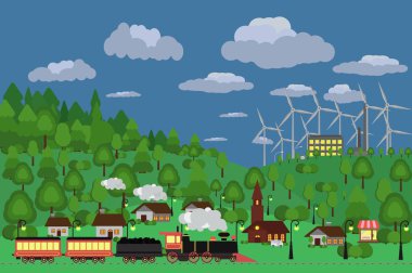 Kırsal alan. vektör illüstrasyonu.