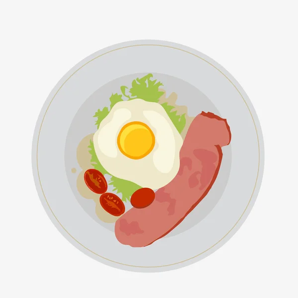 英式早餐-煎鸡蛋 — 图库矢量图片
