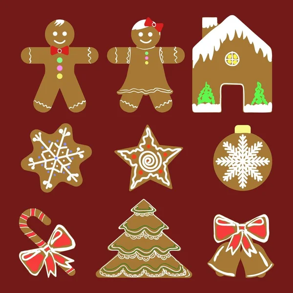 別の gingerbreads のセット — ストックベクタ