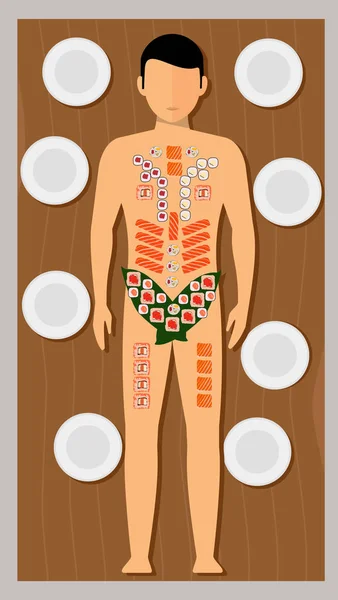 Iconos de sushi corporal — Archivo Imágenes Vectoriales