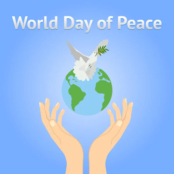 Peace dove with olive branch for International  Day poster — Stock Vector