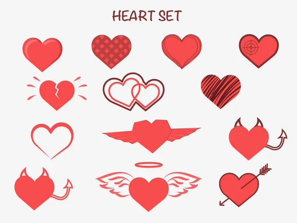 Conjunto de corazones para boda y diseño de San Valentín — Vector de stock