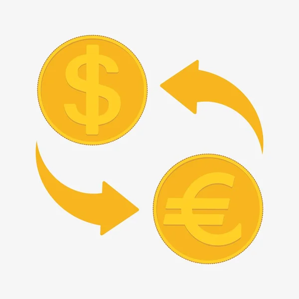 Cambio de divisas. Euro y dólar. Ilustración vectorial — Vector de stock