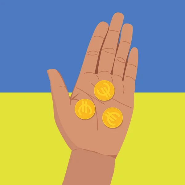 Münzen in der Hand — Stockvektor