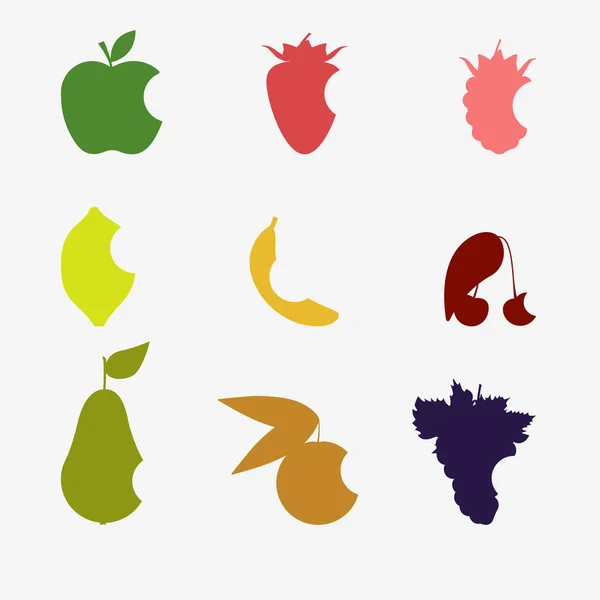 물린된 과일의 컬렉션 — 스톡 벡터