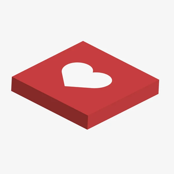 Rotes Herz 3d einfaches Symbol mit Maschen — Stockvektor