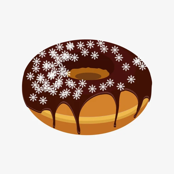Donut com polvilhas isoladas sobre fundo branco — Vetor de Stock