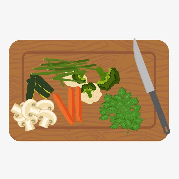 新鲜蔬菜在菜板上 — 图库矢量图片