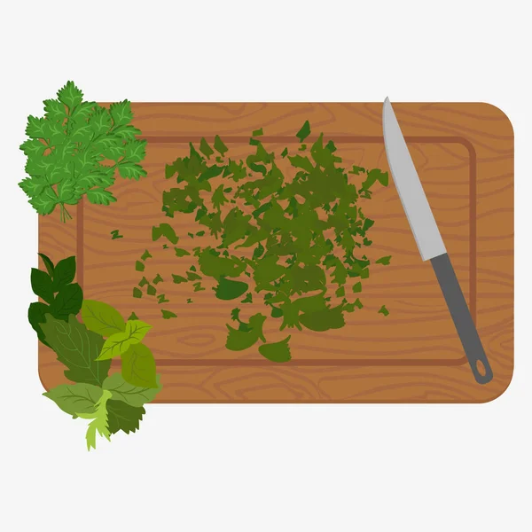 Sayuran segar di papan potong - Stok Vektor