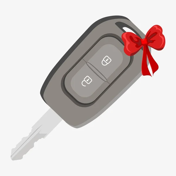 Car key wrapped with red ribbon — Stock Vector