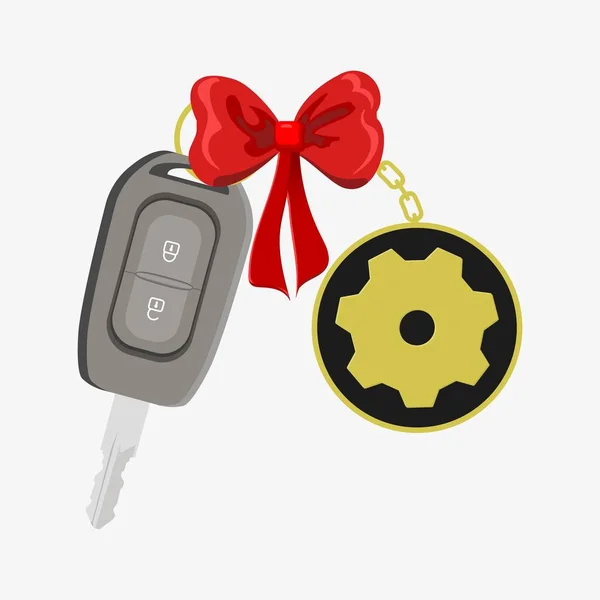 Car key wrapped with red ribbon — Stock Vector