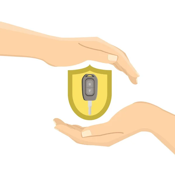 Hands with a car key — Stock Vector