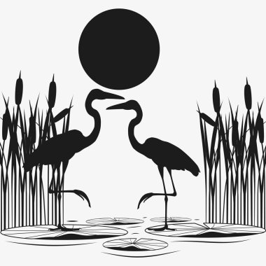 Heron siluet vektör