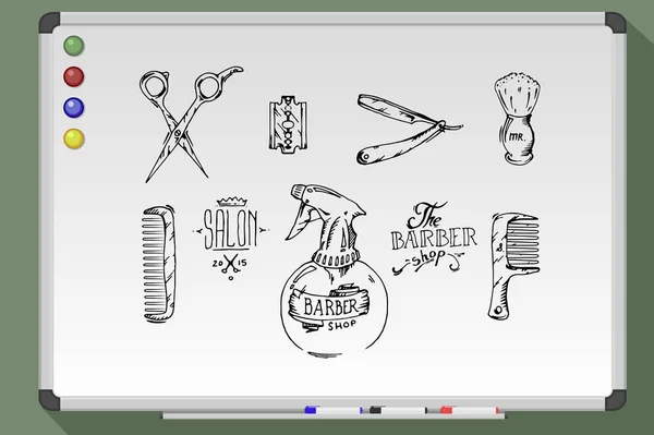 Vintage instrumenten van Kapper — Stockvector