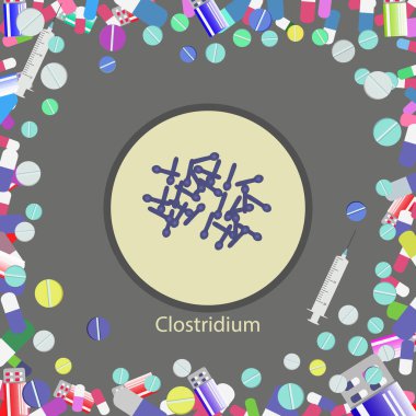 Clostridium difficile. Pathogenic flora. clipart