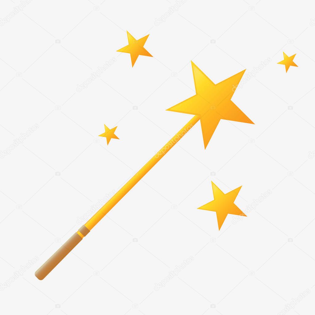 Magic wand icon. Isolated on white background. Flat vector stock illustration
