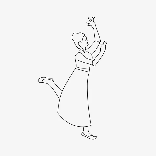 Disegno schematico della donna danzante — Vettoriale Stock