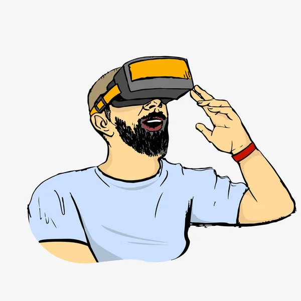 Muž ve VR brýlích — Stockový vektor