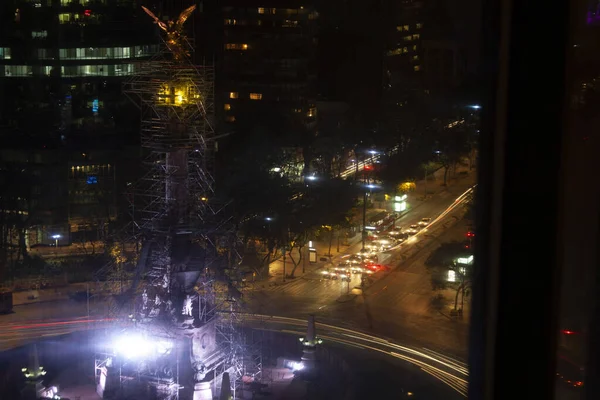 Ночной Городской Пейзаж Мехико Огни Освещают Город Здания Столицы — стоковое фото