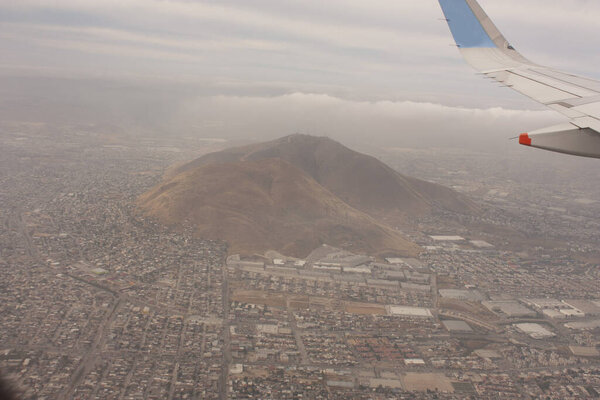 Urban area of Tijuana Mexico from a plane flight