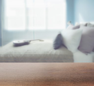 ahşap masa üstü ile bulanıklık modern iç dekorasyon iç