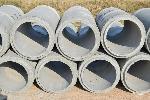 Cement pipes stacking at yard — Stock Photo, Image