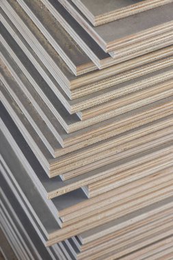 Endüstriyel plywood inşaat sitede arka plan için yığını