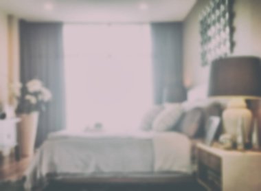 Arka plan bulanık yatak odasında modern intrior tarzı
