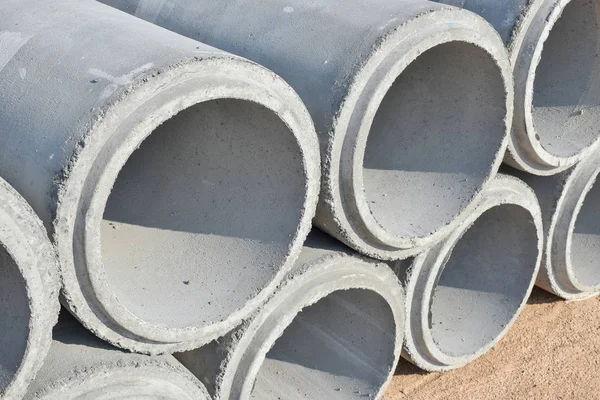Cement pipes stacking at yard — Stock Photo, Image