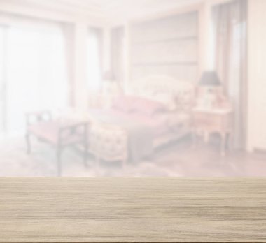 ahşap masa üstü ile bulanıklık yatak odası klasik tarzı iç