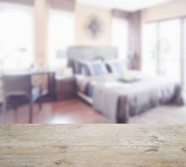 ahşap masa üstü ile bulanıklık klasik tarzı iç yatak odası 