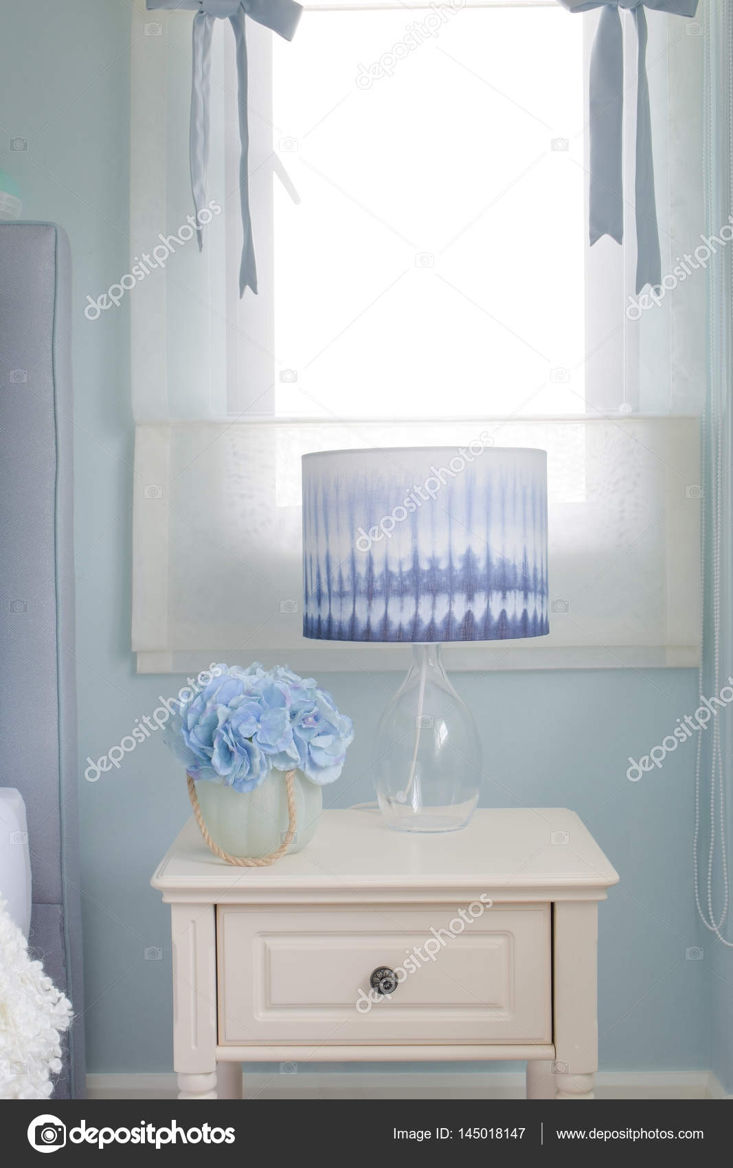 light blue bedside table